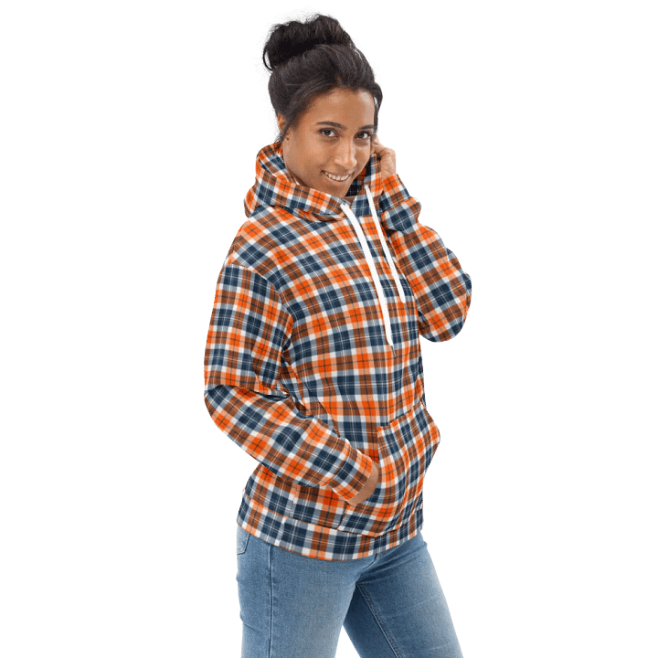 Orange and Blue Sporty Plaid Hoodie product image (1)
