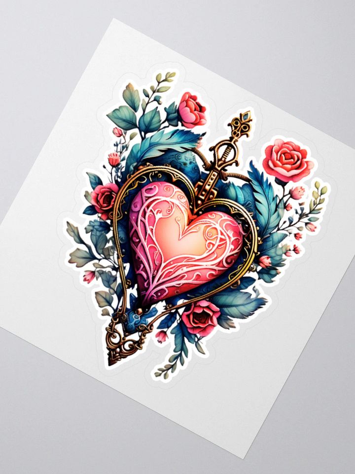 Whimsical Vintage Valentine’s Day Heart Sticker product image (2)