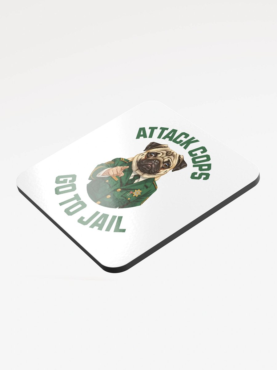 "Attack Cops Go to Jail" coasters - Green ink product image (3)