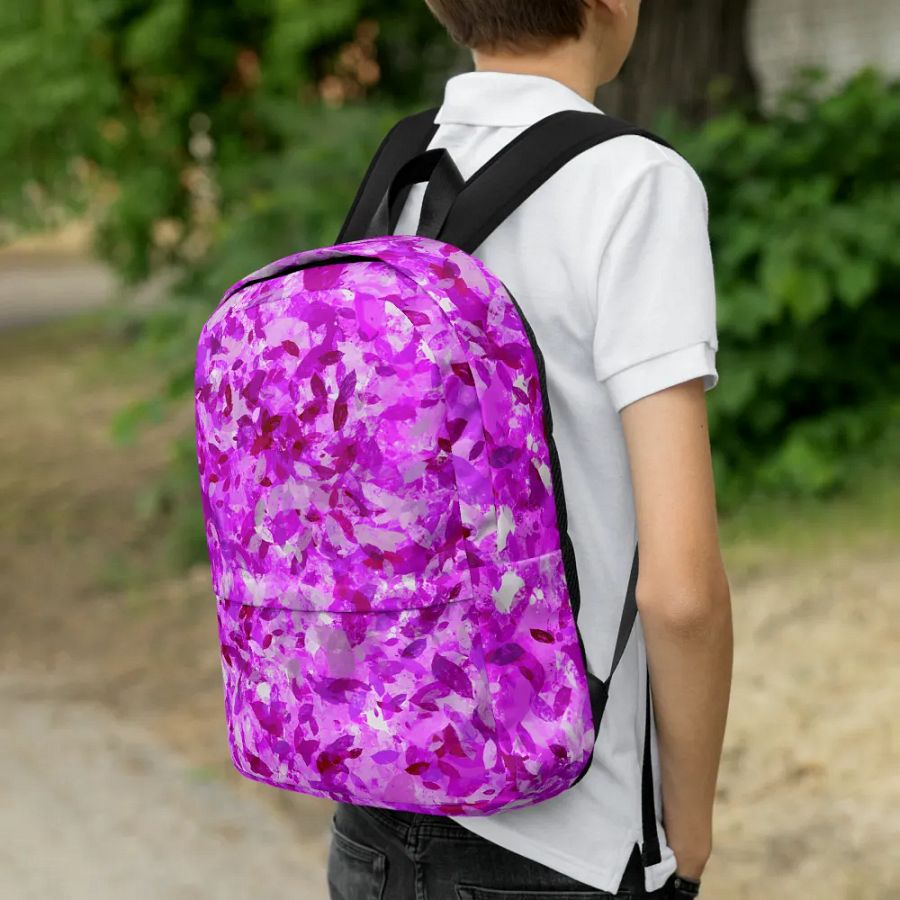 Pink leaves All over print Backpack product image (10)
