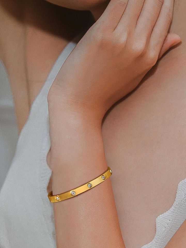 Gold Bracelets For Women 14K Gold Plated Friendship Love Bangle Bracelets product image (2)