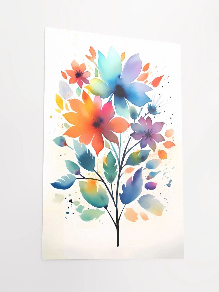 Vibrant Watercolor Blossoms - Cheerful Modern Floral Wall Art Matte Poster product image (4)