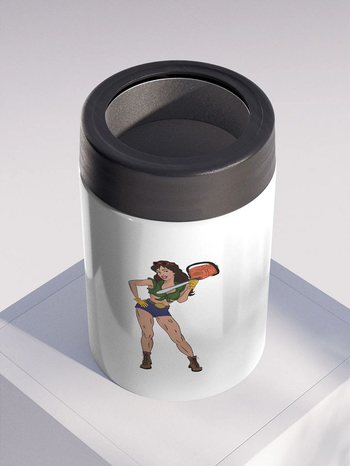 Brunette Chainsaw Betty Pinup Drink Stainless Steel Koozie product image (2)