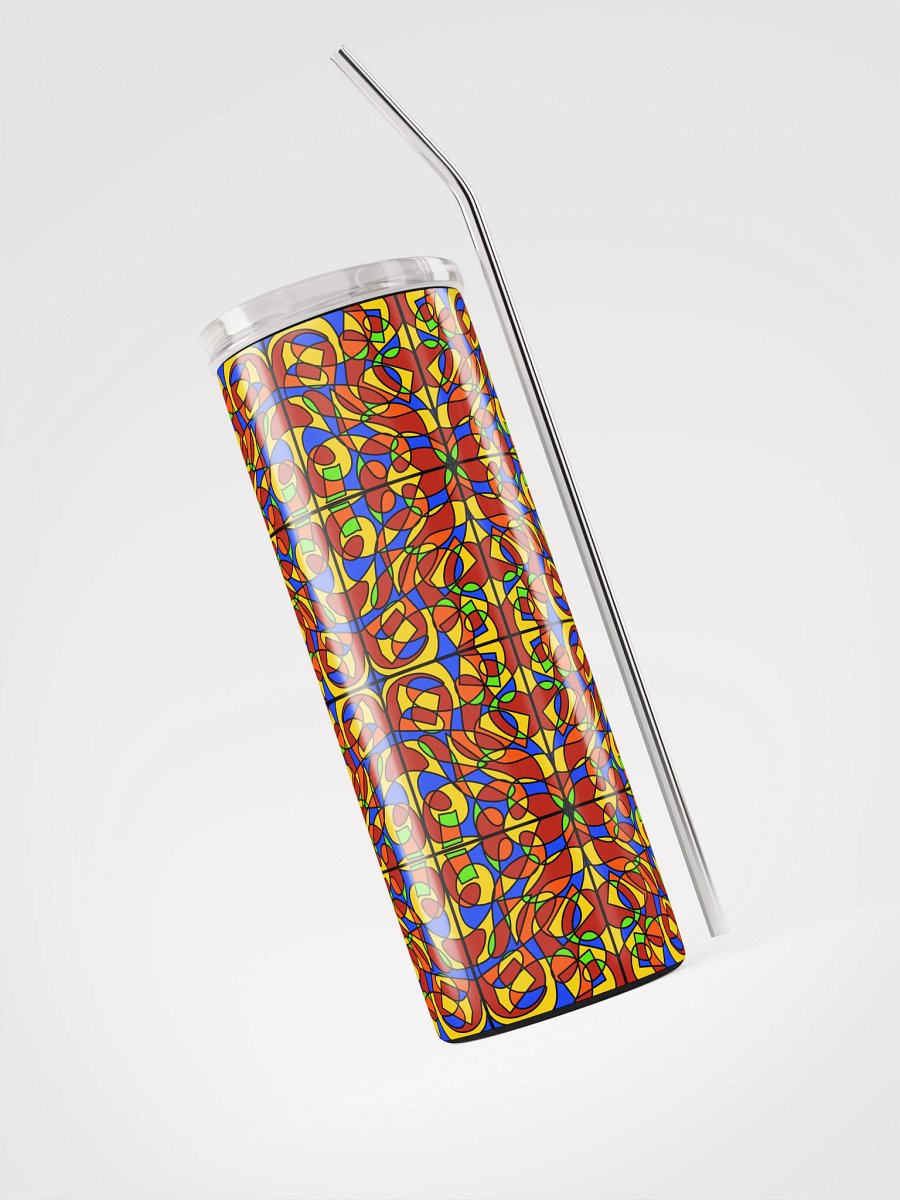 Orange Stained Glass – Colorful Orange Pattern Stainless Steel Tumbler product image (3)