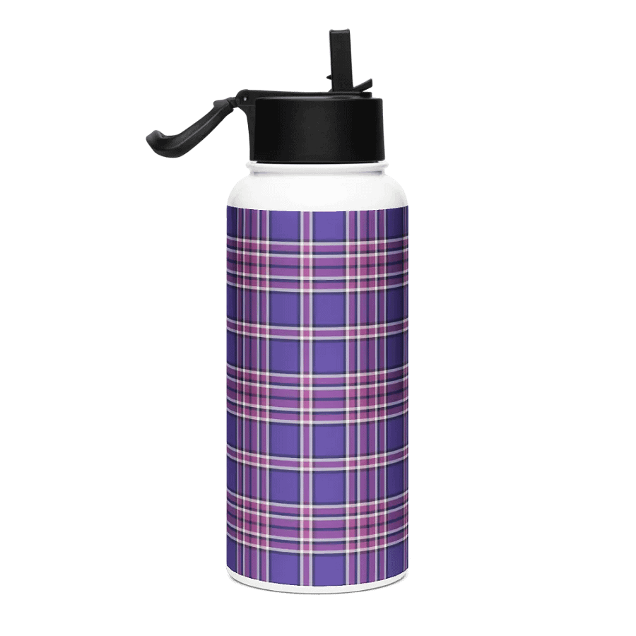 Purple Orchid and Violet Plaid Water Bottle product image (1)