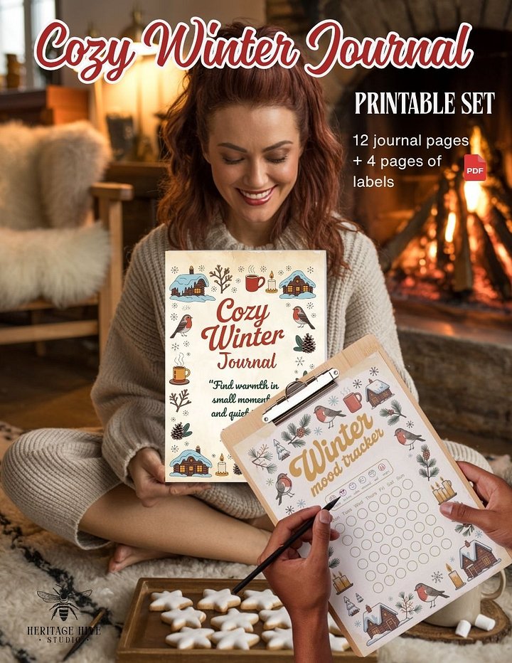 Cozy Winter Journal Printable Set – Vintage Hygge-Inspired Collection product image (1)