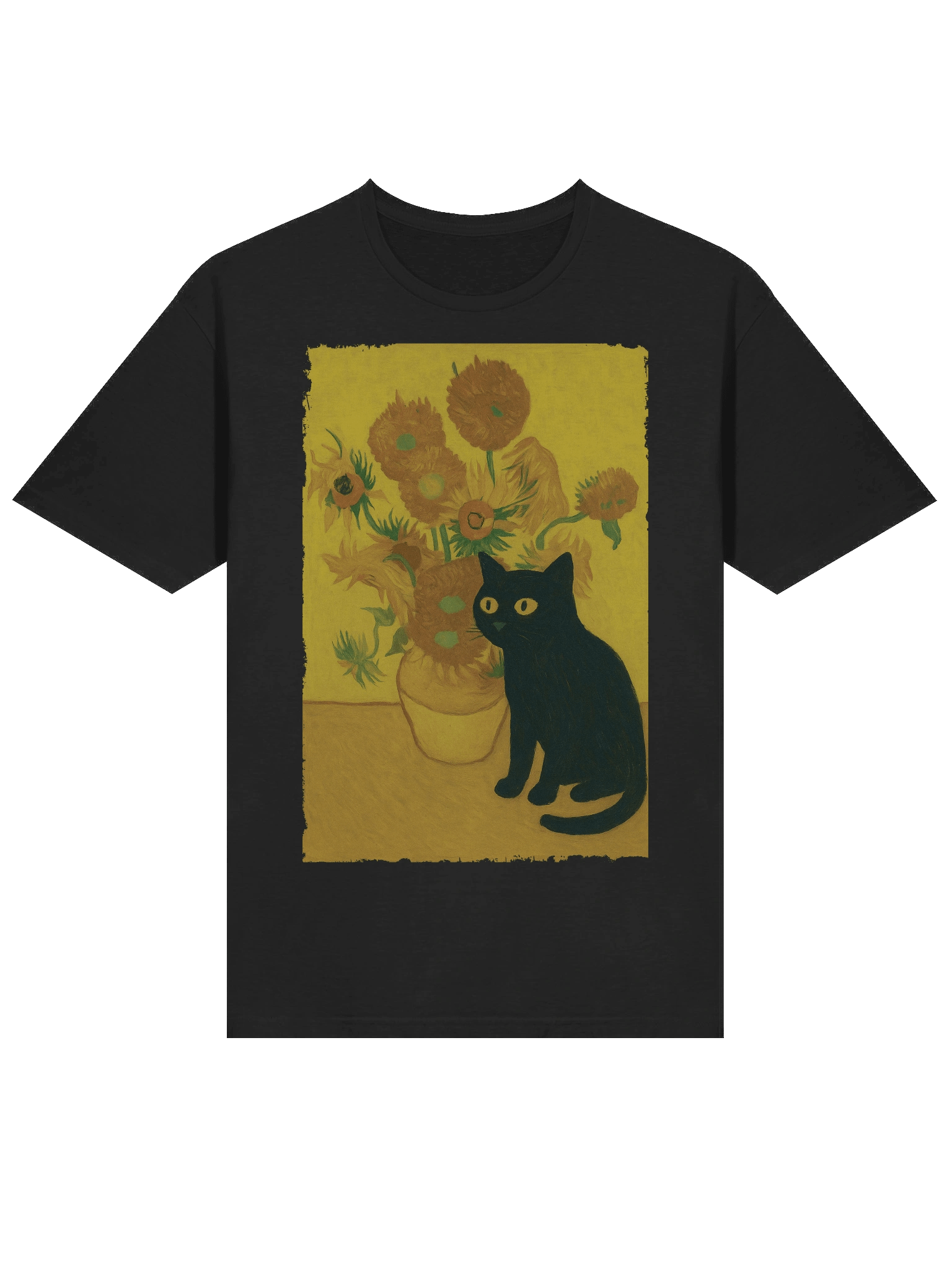 Van Gogh Sunflower Curious Cat T-Shirt product image (16)