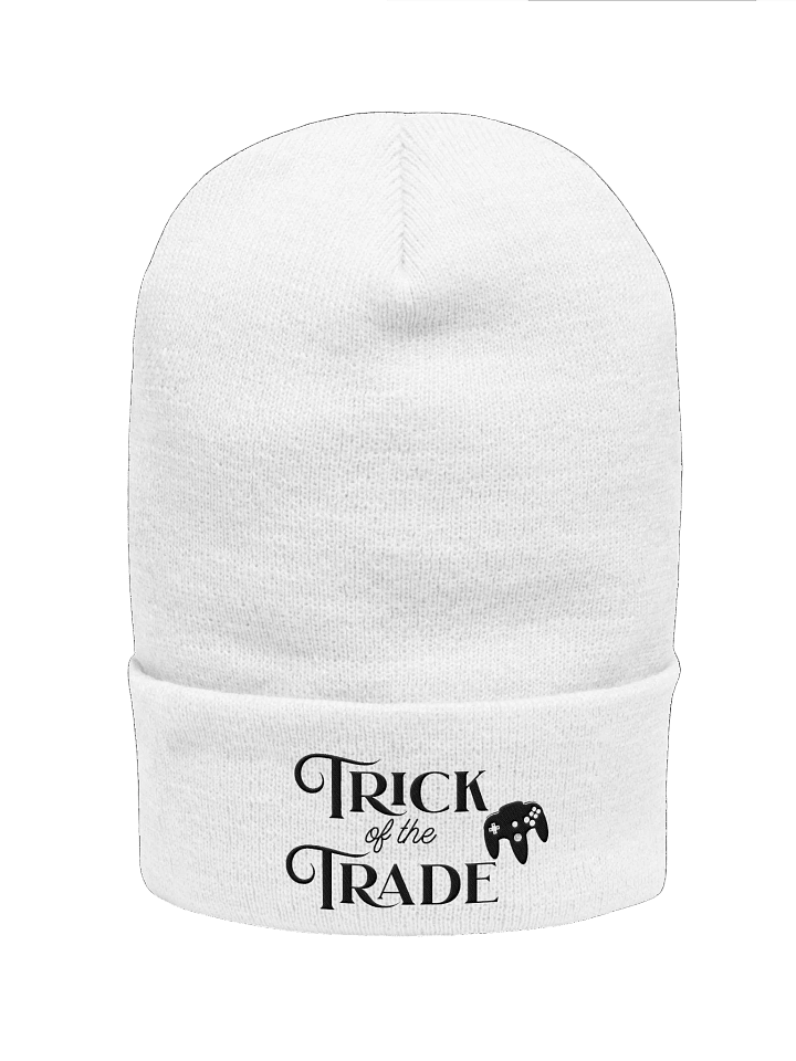 White Beanie "Trick of the Trade" (Black Text) product image (1)