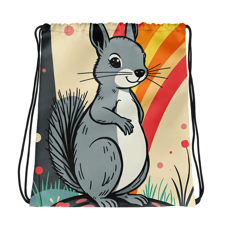 Whimsical Rainbow Squirrel Drawstring Bag product image (1)