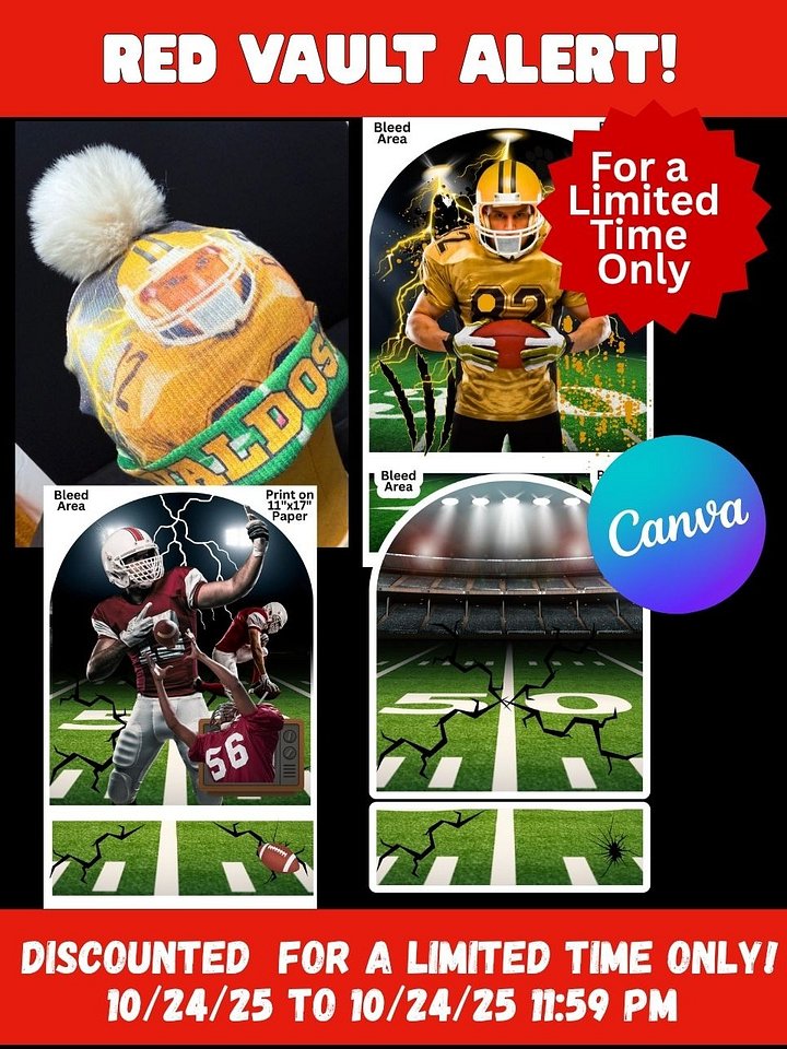 DT Pom Pom Knitted Cap Templates - Football Theme - Editable in Canva product image (1)