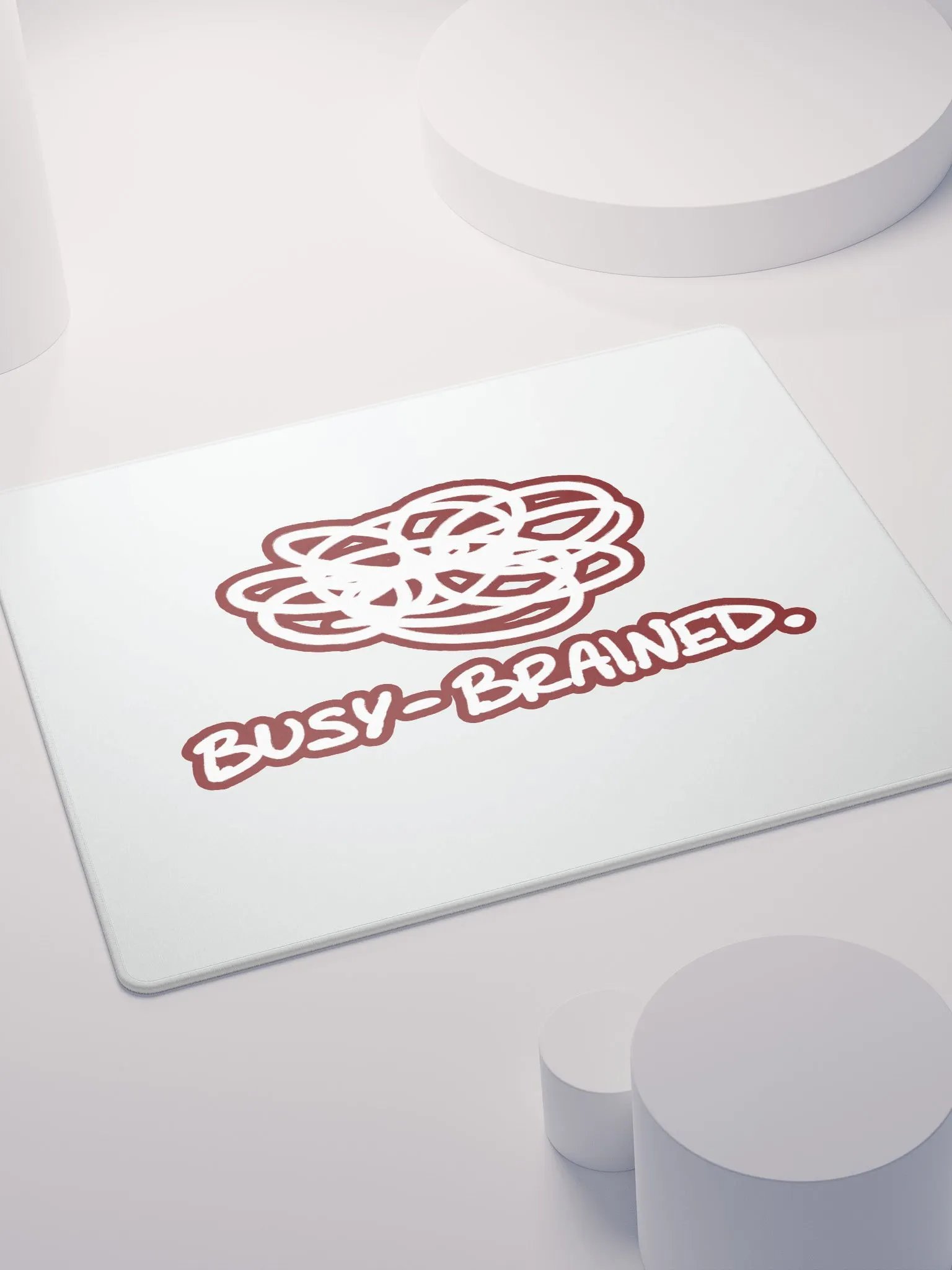 BUSY-BRAINED (lined design, #6D1616) mouse pad product image (4)