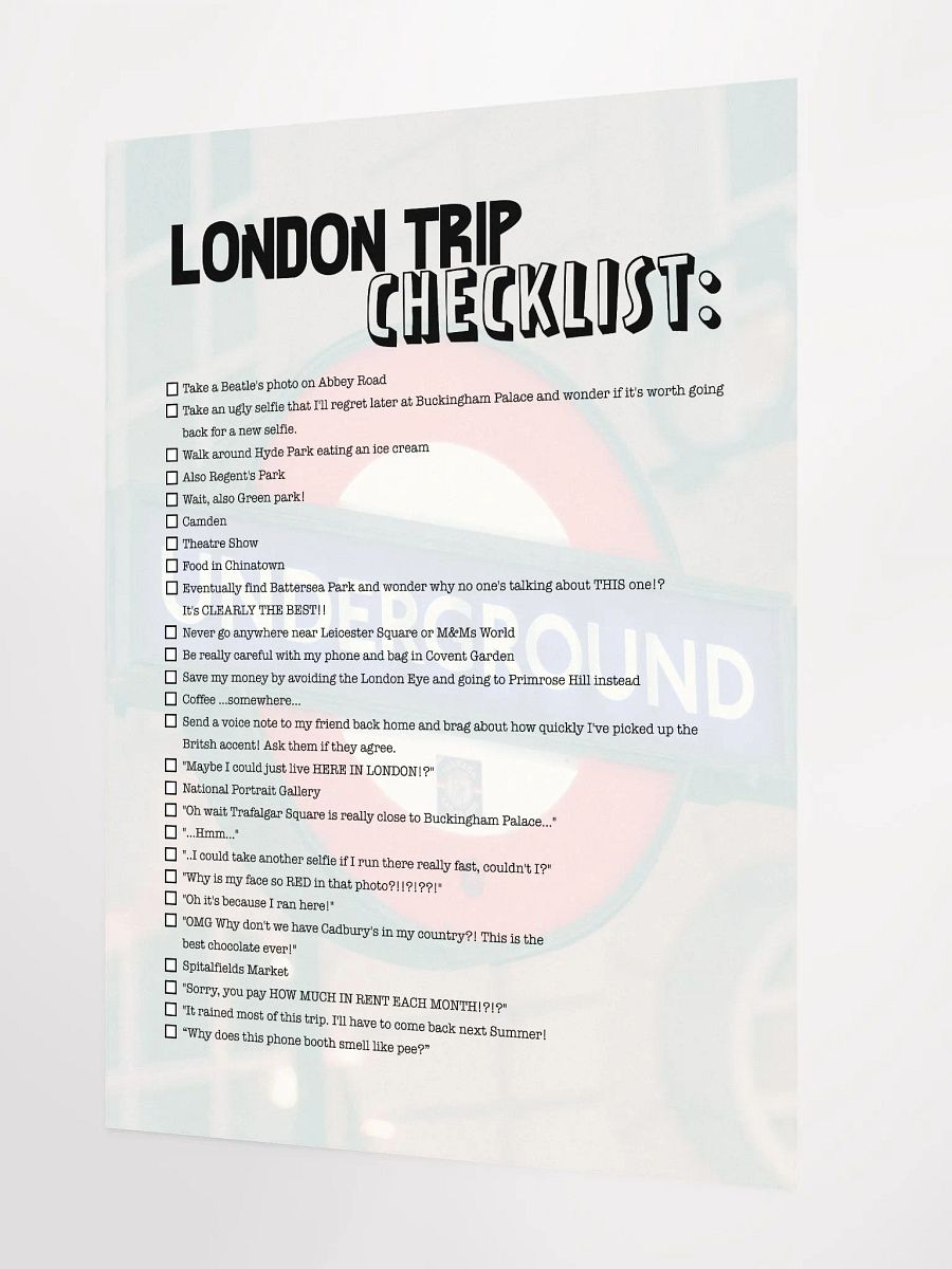 London Checklist Poster product image (2)