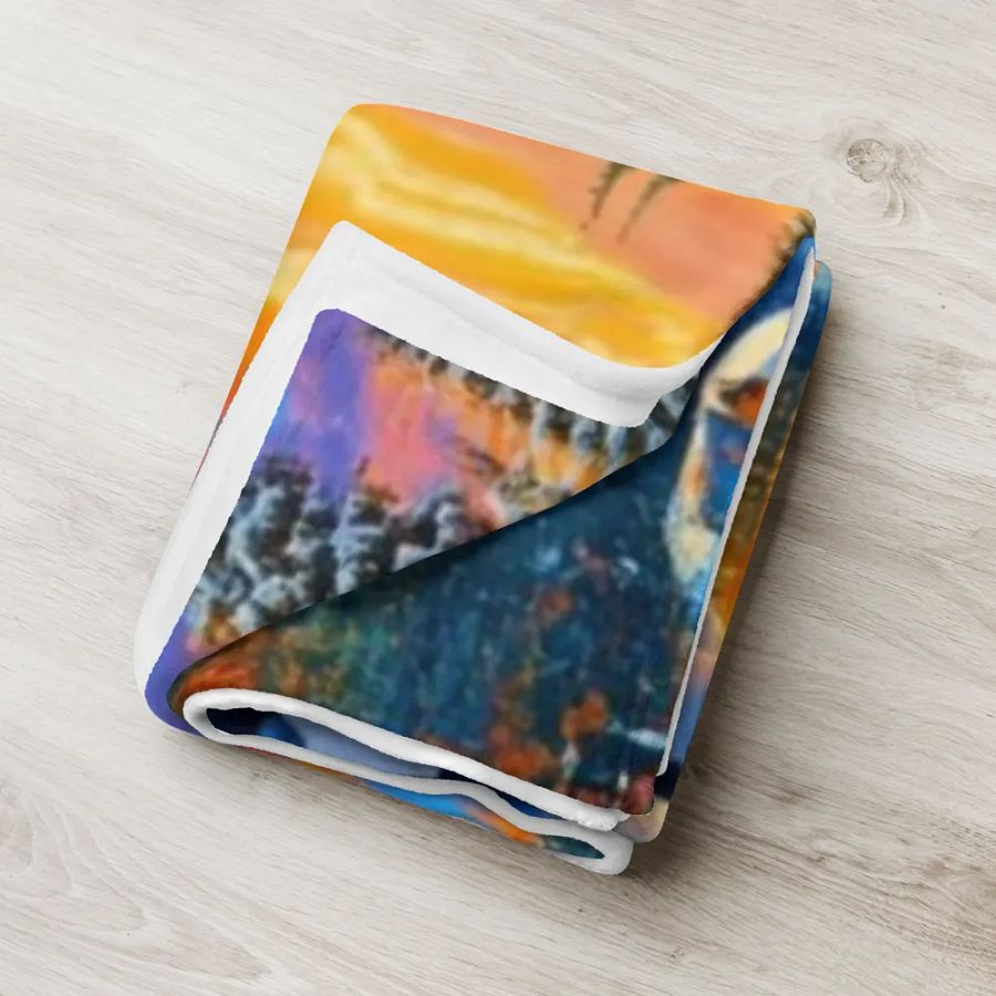Scenic Snowy Tree-Lined Lake Throw Blanket product image (7)