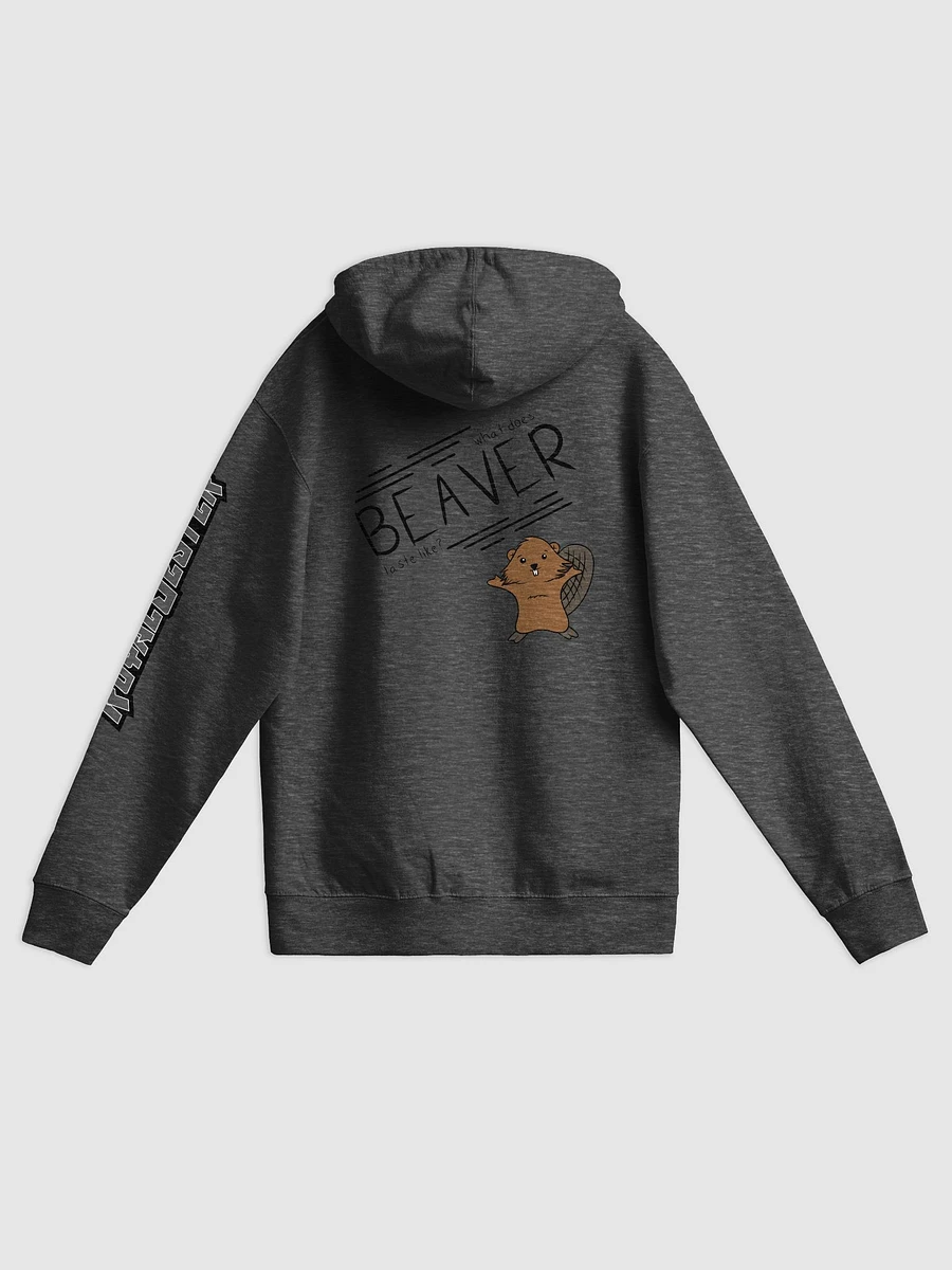 What does beaver taste like? (Black text zip-up) product image (9)