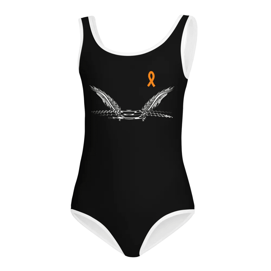 White HApex Gear White Logo Cancer Awareness Orange Ribbon. Black Kids Swimsuit product image (4)