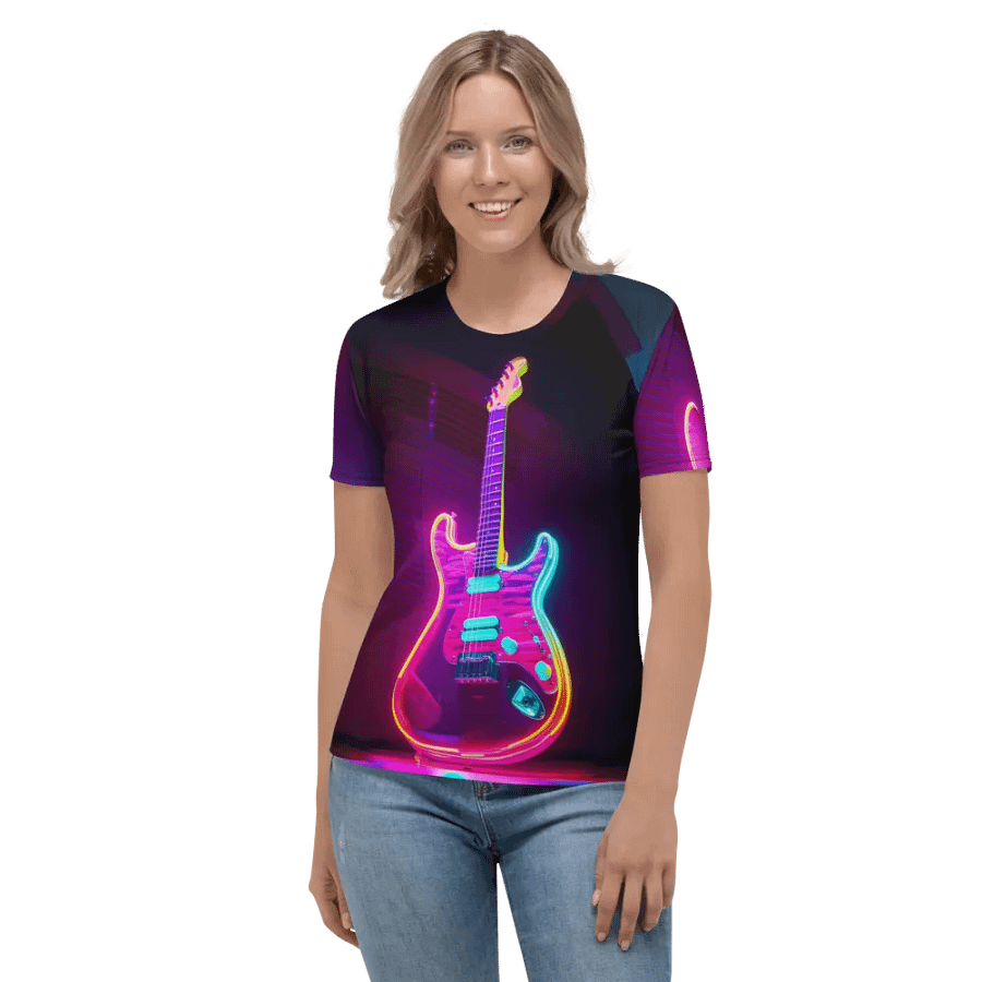 Neon Guitar All Over Print T-shirt product image (2)