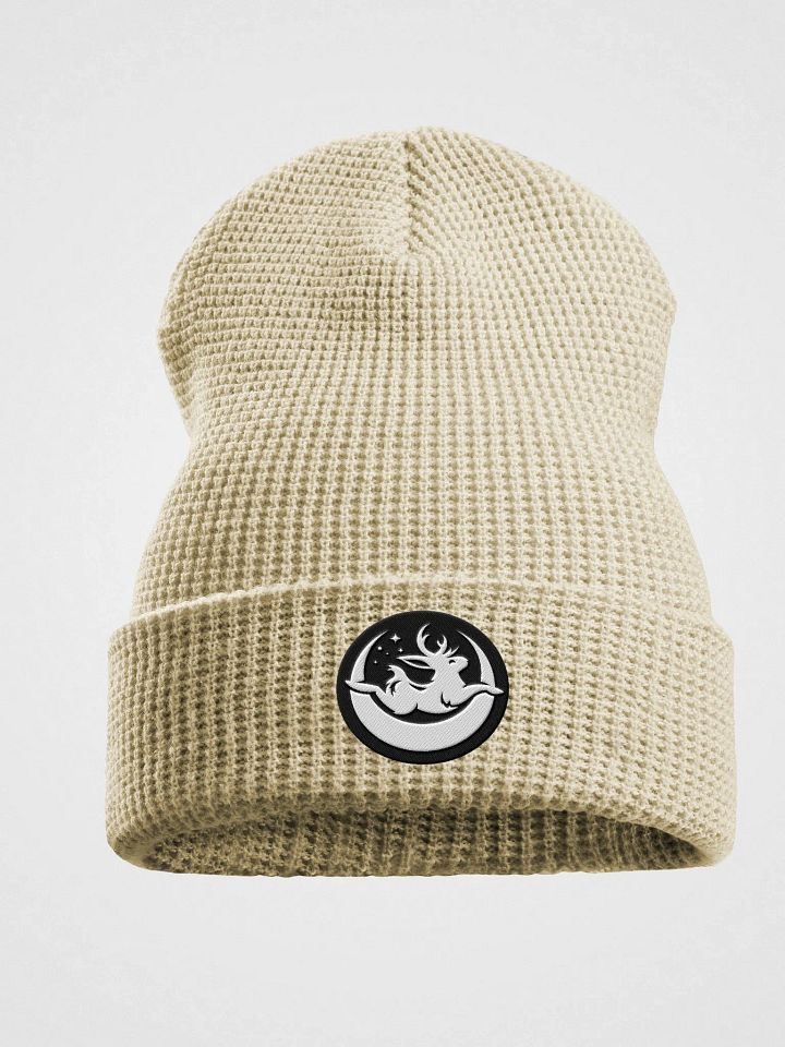 Black Embroidered Moonbound Waffle Knit Beanie product image (2)