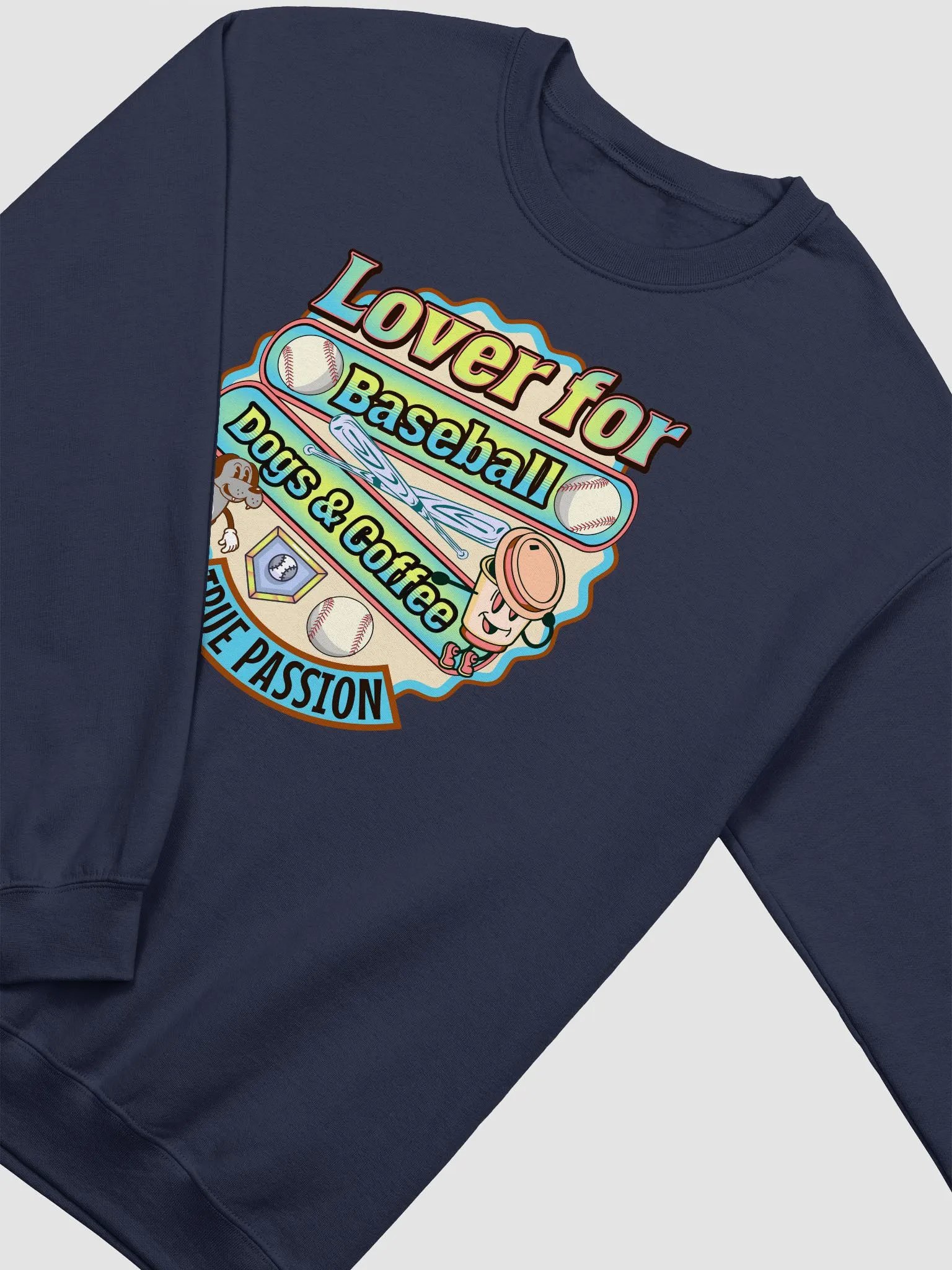 Lover For Baseball Dogs And Coffee Crewneck Sweatshirt product image (14)