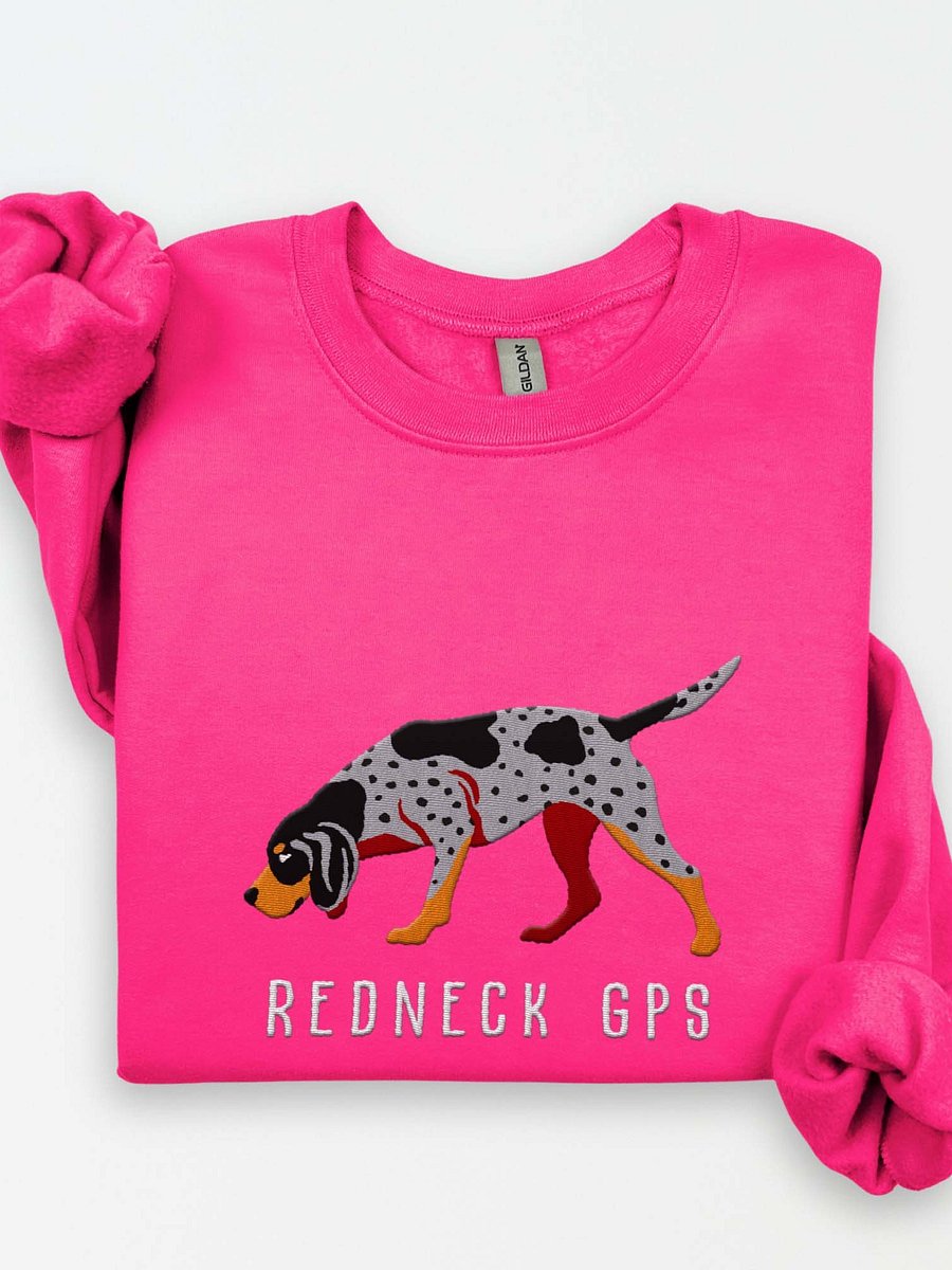 Redneck GPS Sweatshirt (Embroidered) of a Bluetick Coonhound product image (1)