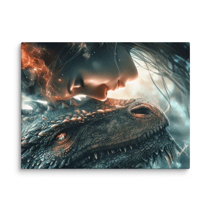 Girl connecting with her dragon 01 - Canvas product image (1)