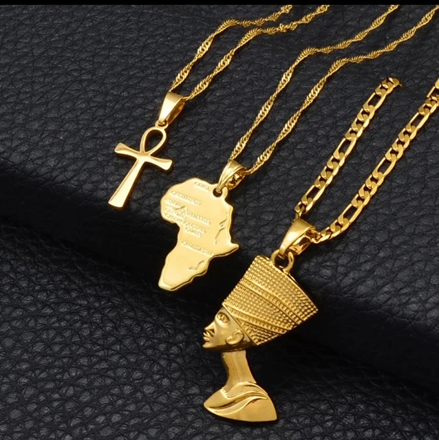 FASHION (3) PC GOLD AFRO-CENTRIC CHARM PENDANT product image (1)