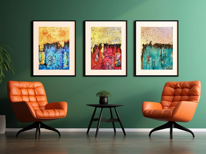 3 wall art designs , digital download in 3 colour of original artwork by b.reters product image (1)
