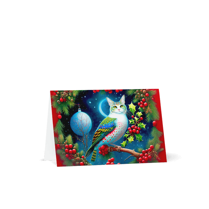 Catbird Holly Wreath, Winter Holiday Card product image (1)