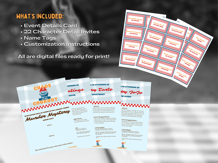 Chaos at the Cookout - A Summertime Cookout Murder Mystery - Invitations Add-On product image (2)