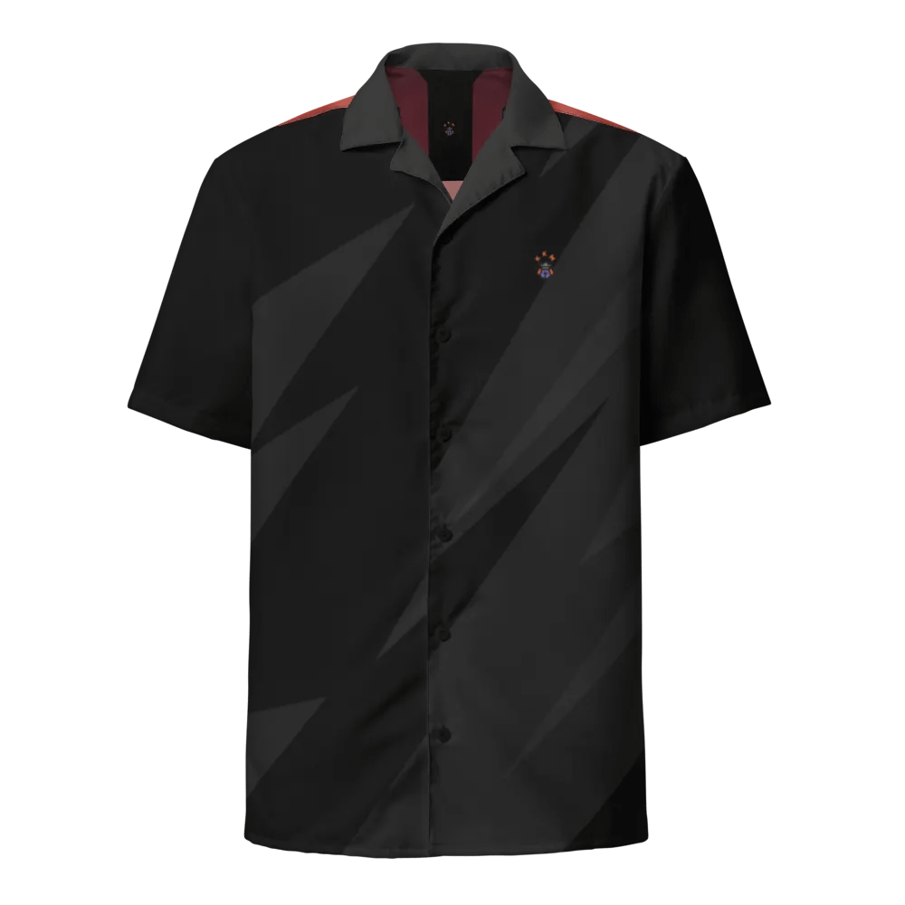 Two Tone Black and Red Blessed by God Button-up Shirt product image (2)