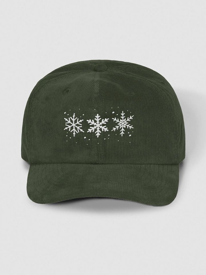 White Snowflakes Embroidered Corduroy Dad Hat product image (1)