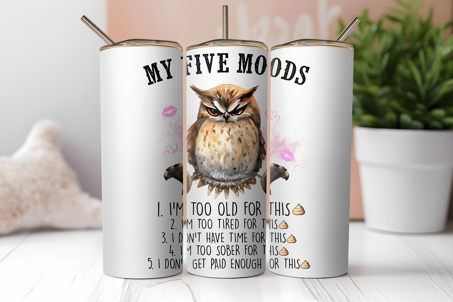 Whimsical Owl Stainless Steel Tumbler product image (2)
