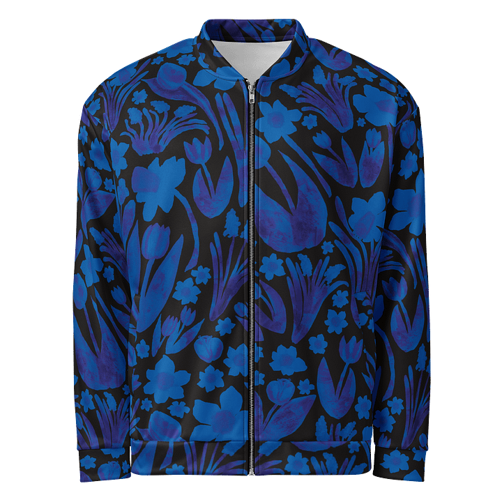 Spring Garden, Royal Blue on Black | Unisex Bomber Jacket | Monique Faella Designs™ product image (1)