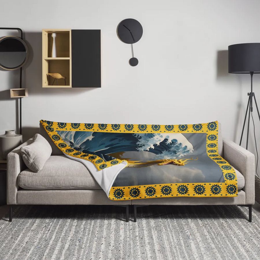 Dragon and the Wave/Throw Blanket by Allcolor Sublimation by PRINTFUL product image (3)