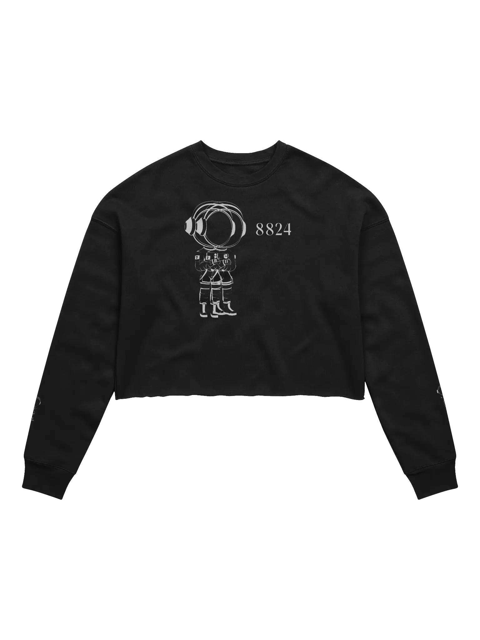 MARS CITY Double White Oultine Astronaut Cropped Sweatshirt product image (1)