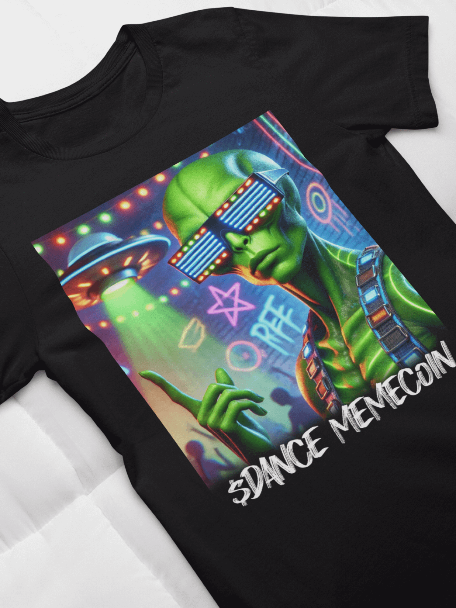 COOLEST ALIEN - DANCE MEMECOIN - PREMIUM TEE - BLACK product image (1)