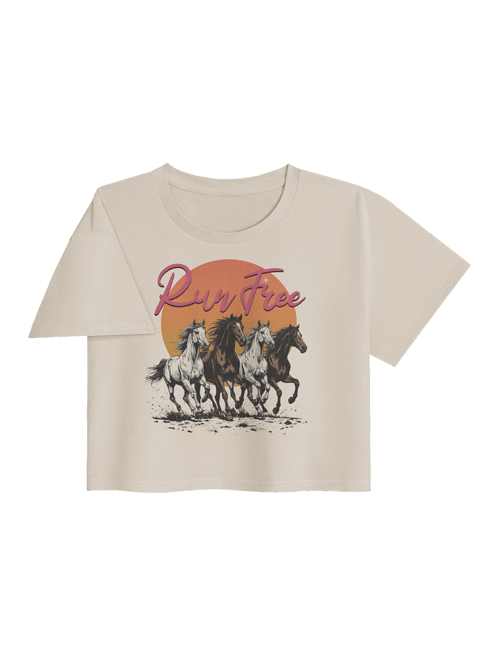 The "Run Free" Retro Horses Premium Crop Top product image (13)
