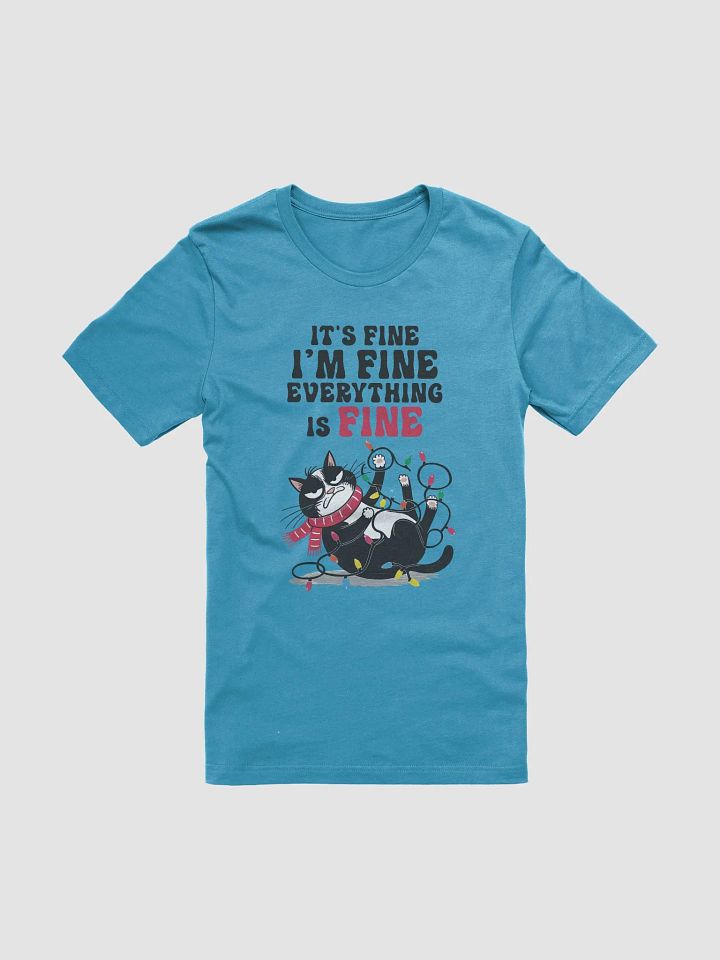 "It's Fine" Funny Christmas Cat T-Shirt – Holiday Humor with Festive Lights product image (4)