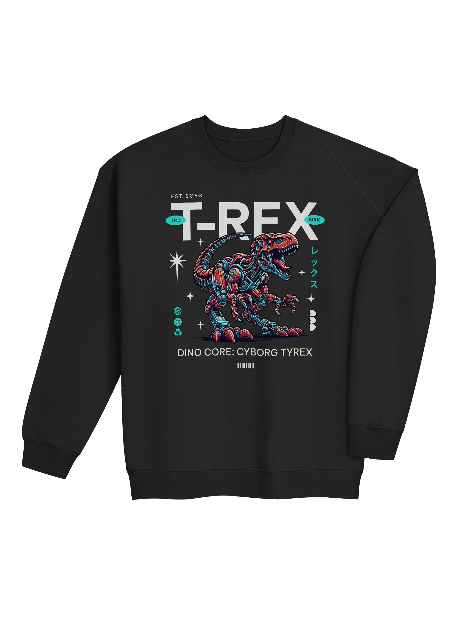 Trendy Cyborg T-Rex Crewneck Sweatshirt for Dinosaur Lovers product image (4)