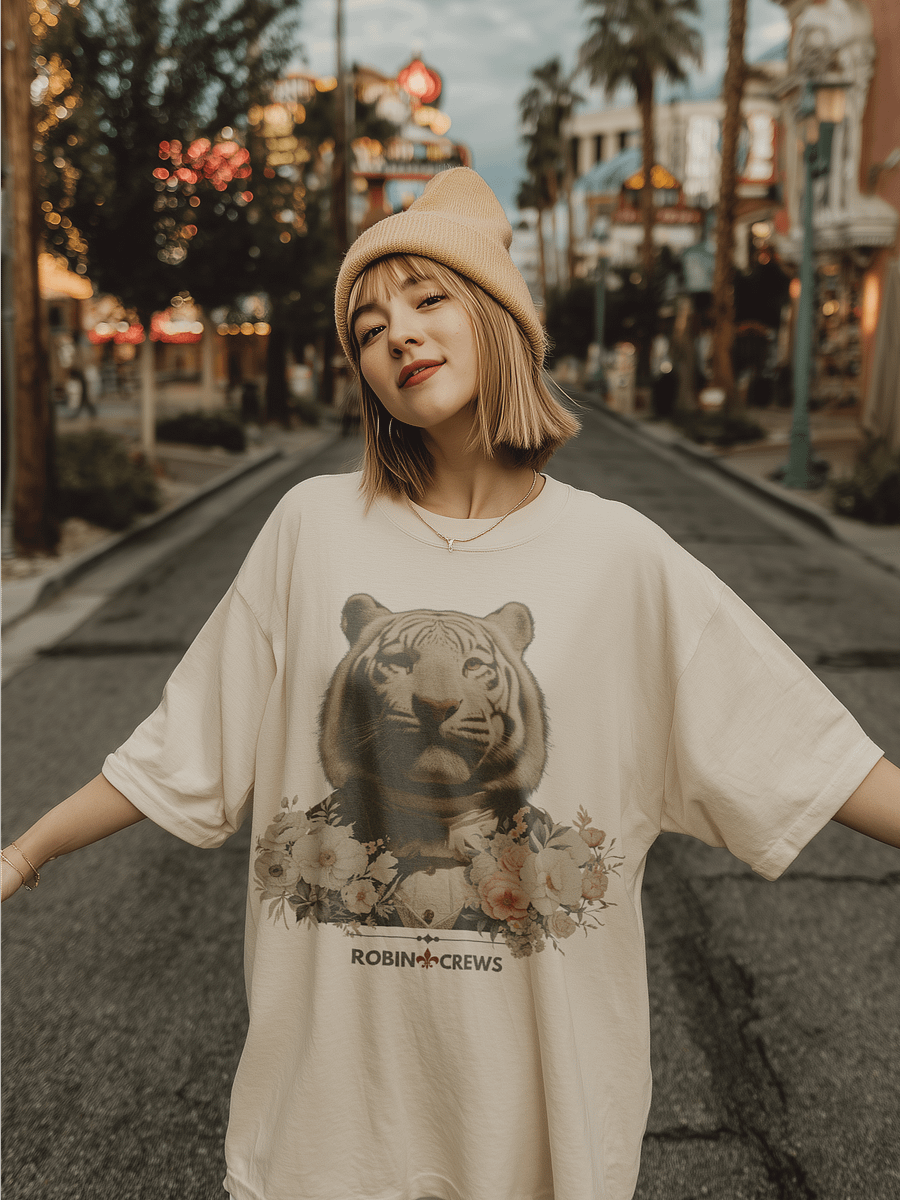 White Tiger Floral T Shirt Vintage Animal product image (5)