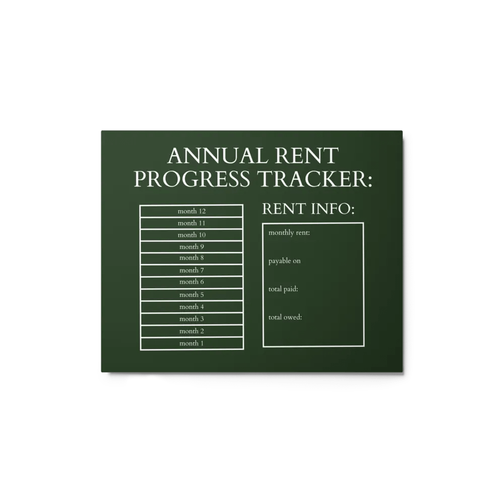 HIGHFALUTIN ANNUAL RENT TRACKER (white design 4) product image (1)