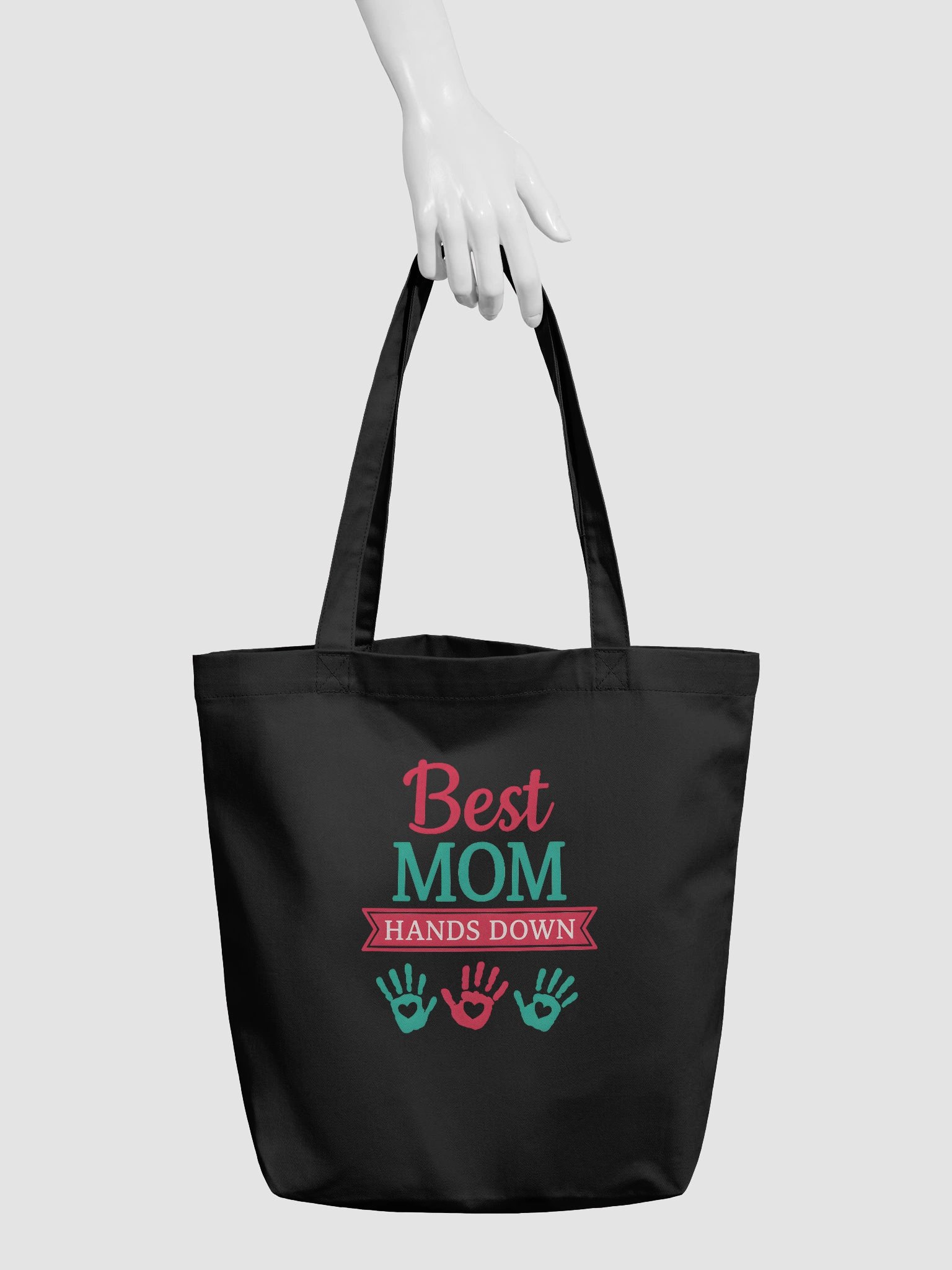 Best Mom Hands Down Tote Bag – Colorful Handprint Gift for Moms On-the-Go product image (4)
