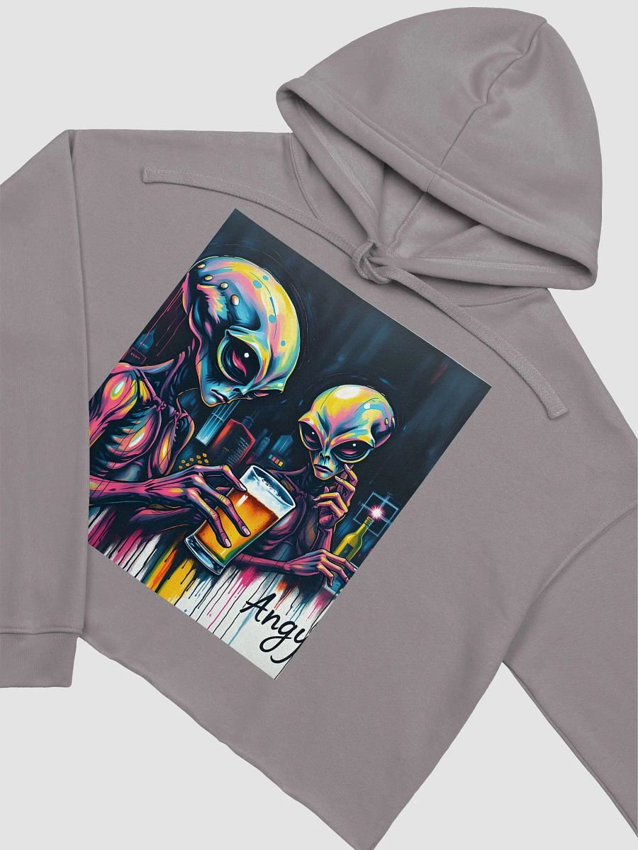 Aliens confused by beer, chic supersoft crop hoodie product image (3)