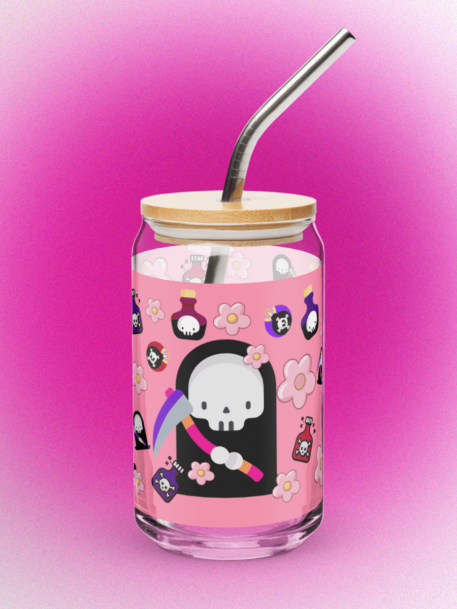 Pink Grim Reaper Glass Tumbler product image (1)