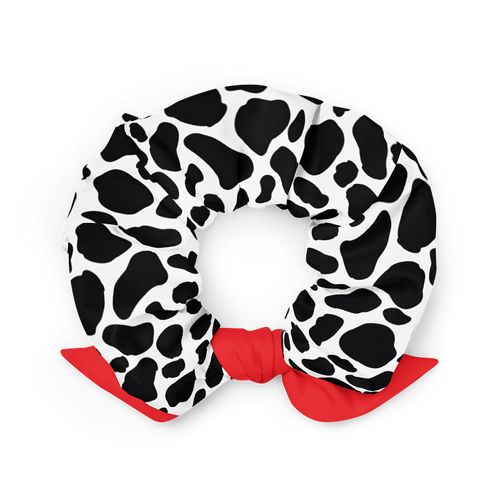 Dalmatian Spots Eco Scrunchie with Red Bow | Sustainable Hair Accessory product image (2)