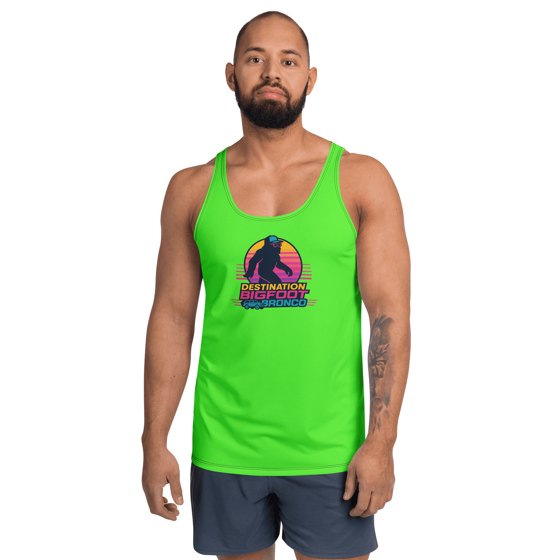 Synthsquatch Fitness Tank Top (Neon Green) product image (1)