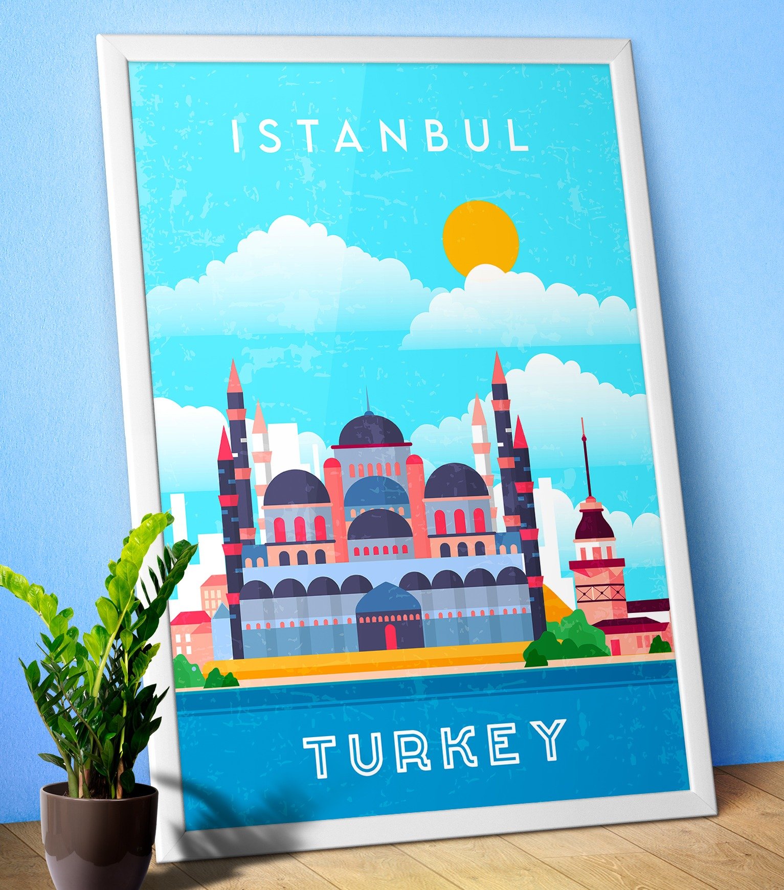 Istanbul, Turkey — Retro travel minimalist poster, retro travel art, retro travel wall art, vector art product image (1)