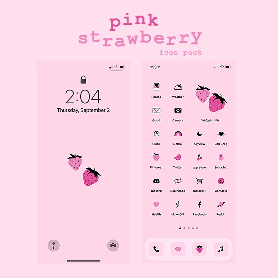 strawberry phone theme/icon set product image (1)