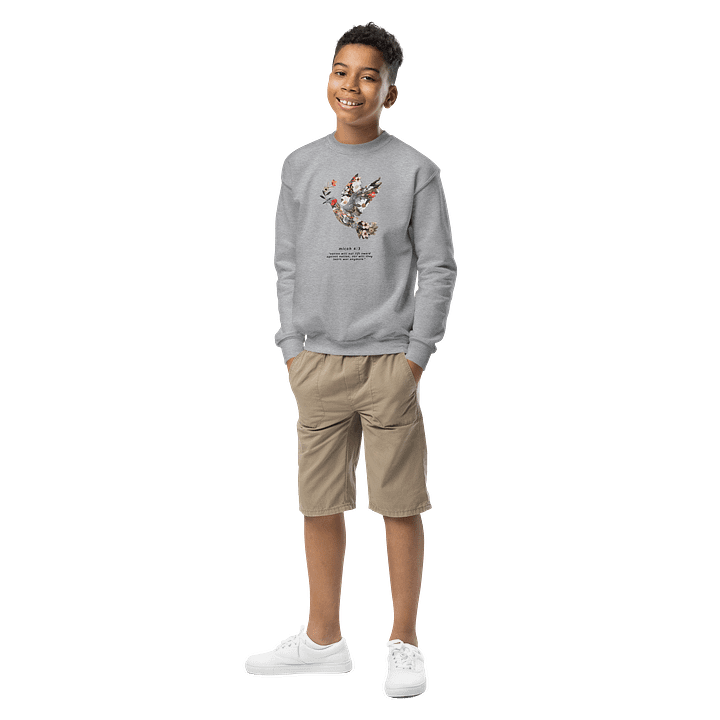 Floral Peace Dove | Micah 4:3 Youth Crew Neck Sweatshirt product image (2)