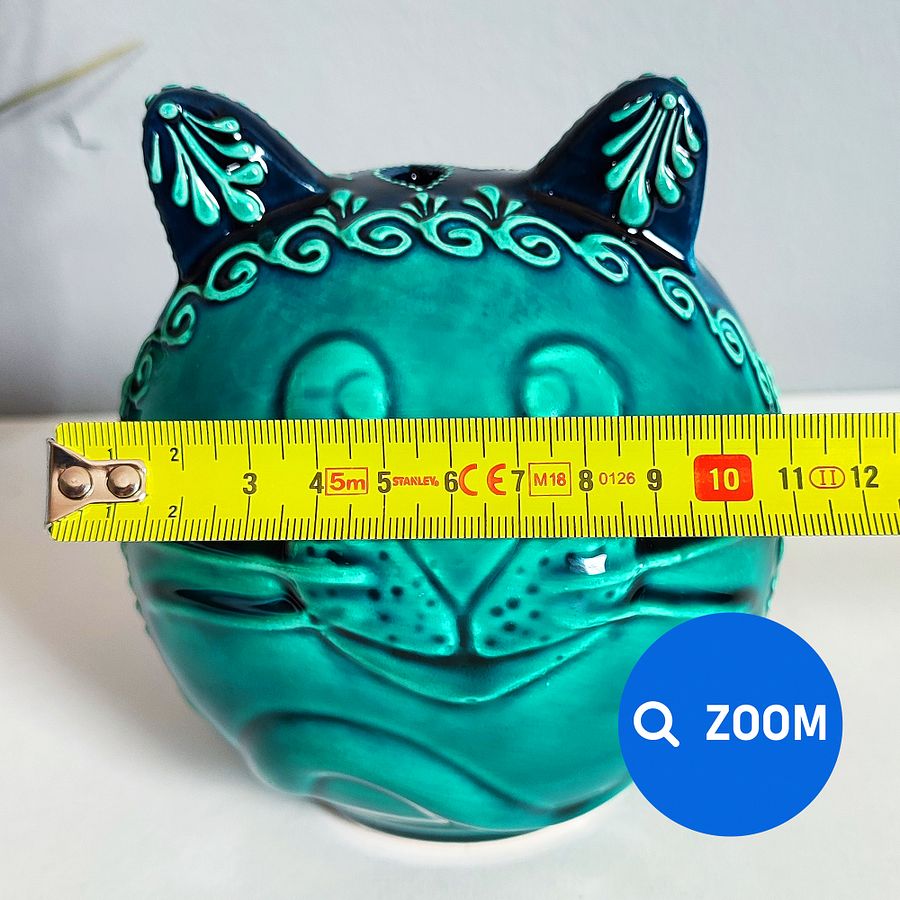 Ceramic cat, Turkish Totoro, turquoise candle holder — handmade pottery, handmade ceramic, home decor, handmade gift, Turkish ceramic product image (9)