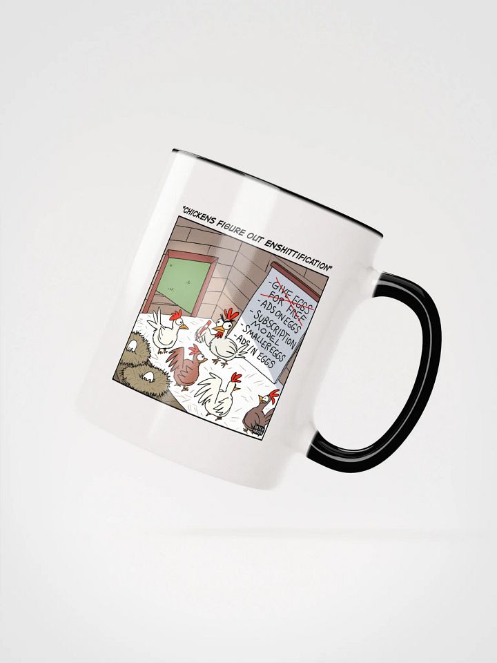 "Chickens figure out enshittification" mug product image (4)